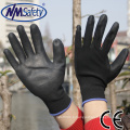 NMSAFETY EN388 revêtement noir revêtement PU gants de sécurité / gants industriels wrok bonne qualité